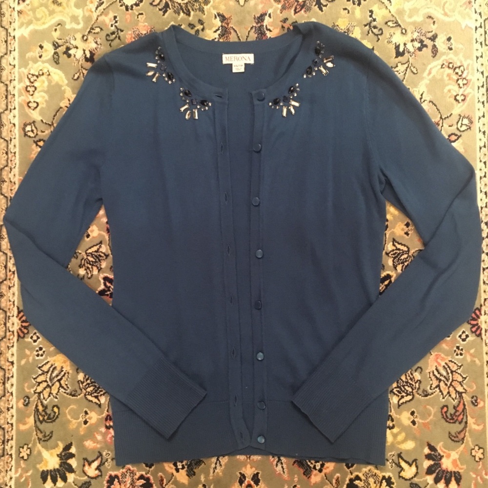 Blue Jeweled Cardigan